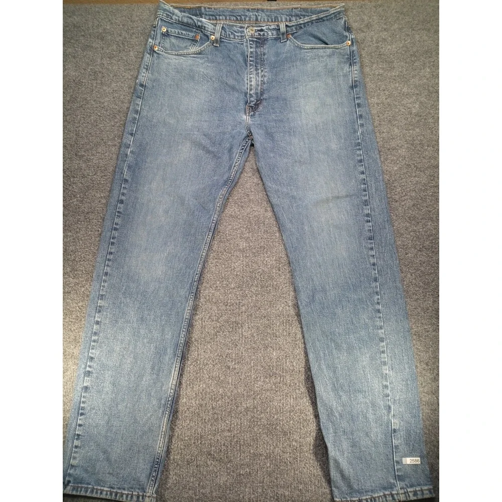 Levi's 505 Regular Fit Jeans Men's 38x34 Blue Denim Straight Leg (Stain)